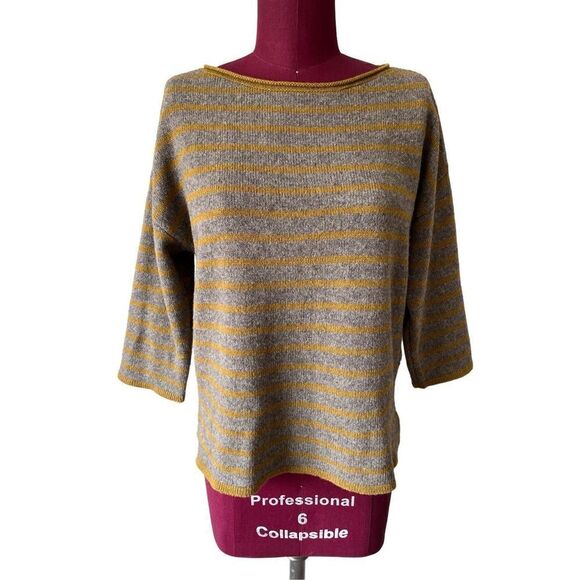 Eileen Fisher Wool Yak Sweater Mustard Gray size XS - Picture 1 of 10